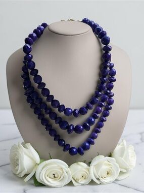 Sugarfix by BaubleBar Triple Strand Purple Faceted Bead Statement Necklace